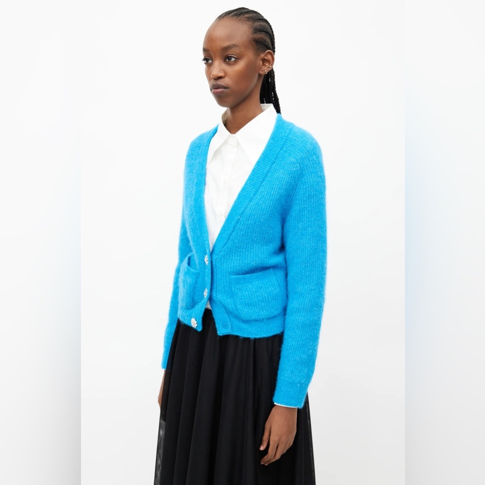 GANNI Soft Knit Cardigan With Crystal Buttons - Picture 6 of 13